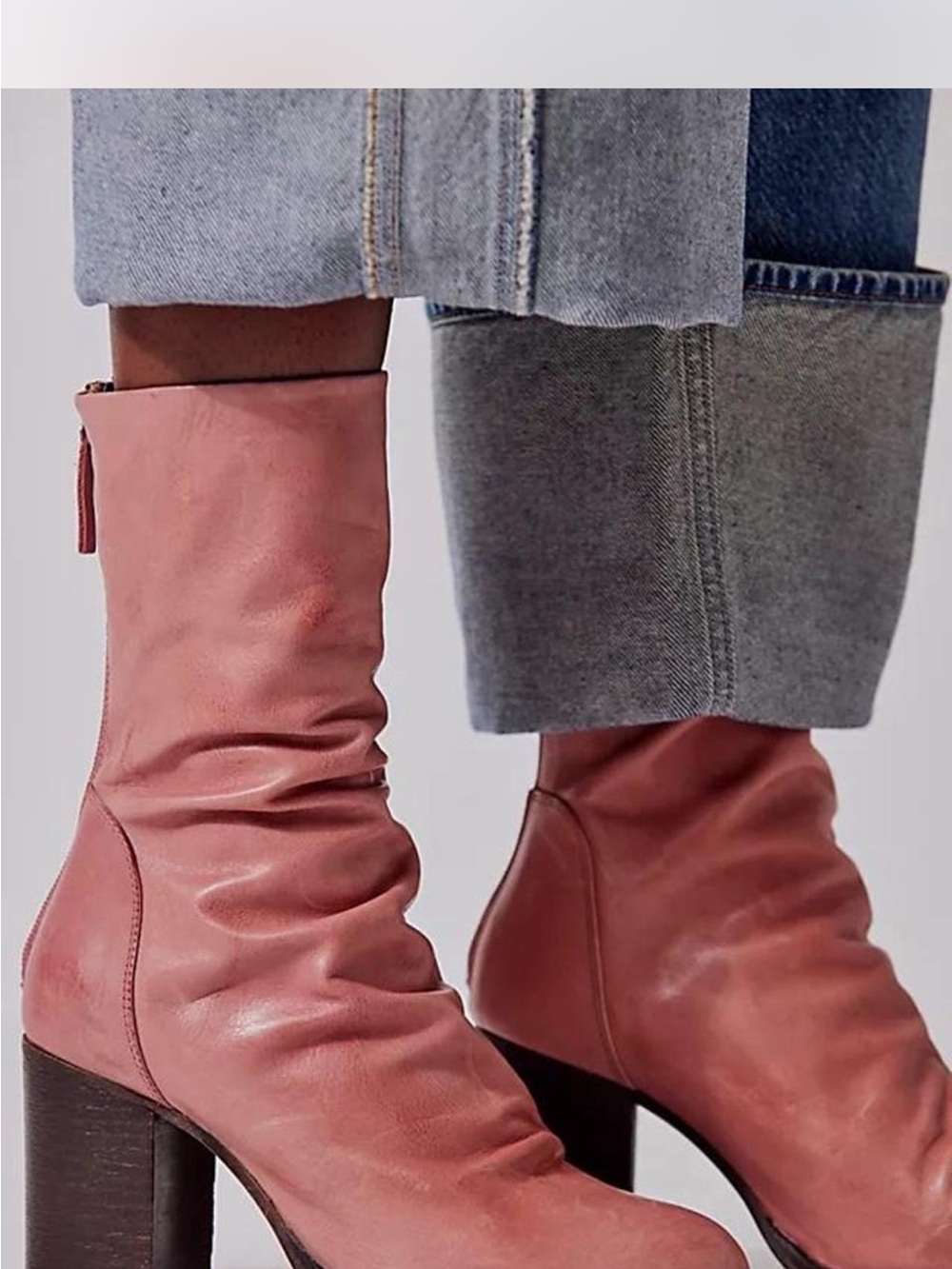 Free People Elle Block Heel Boots in Pink